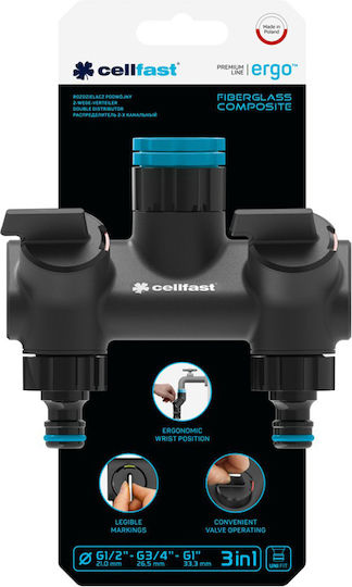 Cellfast 53-220 Διανομέας Ποτίσματος με Διακόπτη 21mm Μαύρο