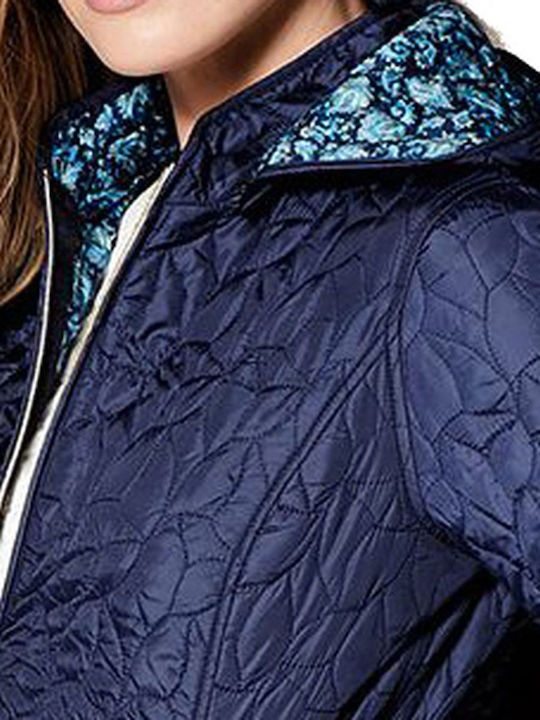 Maryland Women's Short Puffer Jacket for Winter with Hood Blue