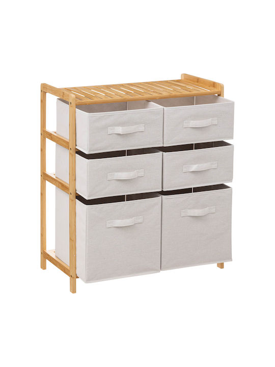 Tidy Box Wooden Chest of Drawers with 6 Drawers Beige with Fabric Coating 66x33x78.5cm