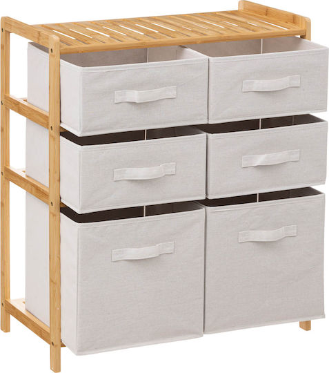Συρταριέρα Κρεβατοκάμαρας Ξύλινη Tidy Box με 6 συρτάρια Μπεζ με Υφασμάτινη Επένδυση 66x33x78.5εκ.
