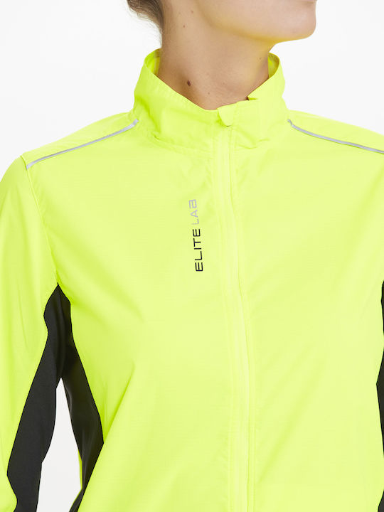 Elite Lab Women's Short Sports Jacket Waterproof and Windproof for Spring or Autumn Safety Yellow