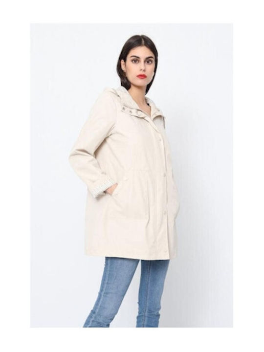 Bon Women's Short Parka Jacket for Winter BEIGE