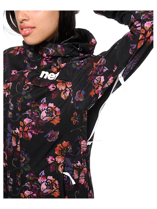 Women's Short Sports Softshell Jacket Waterproof and Windproof for Winter Black