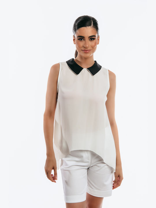 Boutique Damen Bluse Ärmellos White