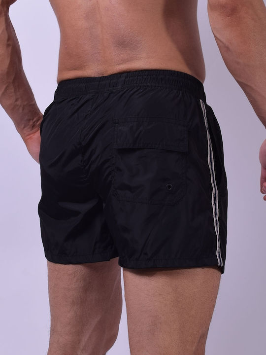 Warren Webber Men's Swimwear Shorts Black Striped