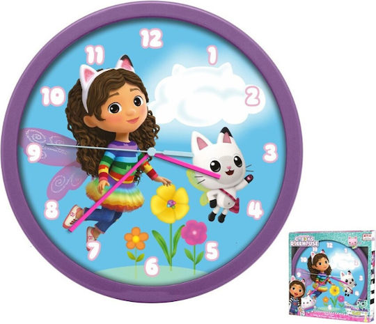 Kids Euroswan Ceas de Perete pentru Copii Gabi Cat's House Lemn 24.5x24.5cm