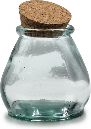 Glass Drops Βάζο Γενικής Χρήσης με Φελλό Γυάλινο Διάφανο 380ml