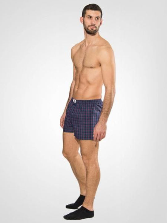 BS Collection Men's Boxer Dark Blue Checkered