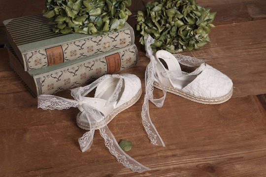 Baby Bloom Pantofi de Botez pentru Fetițe Espadrile Din Țesătură Albe