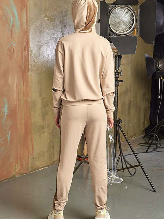 Closet22 Damen-Sweatpants Jogger Beige Samt