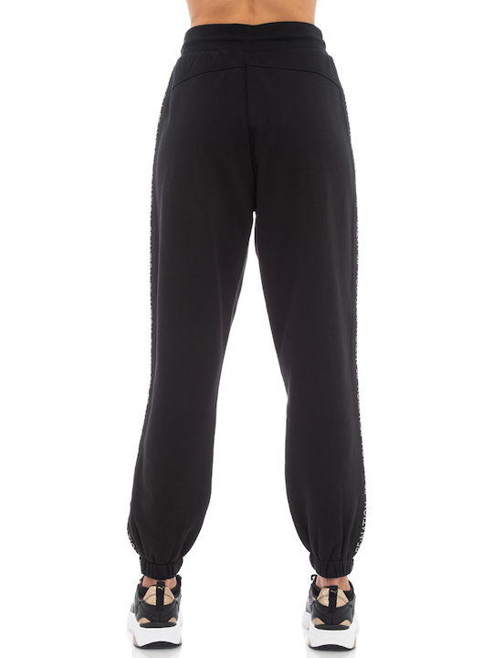 Hohe Taille Jogginghose Schwarz