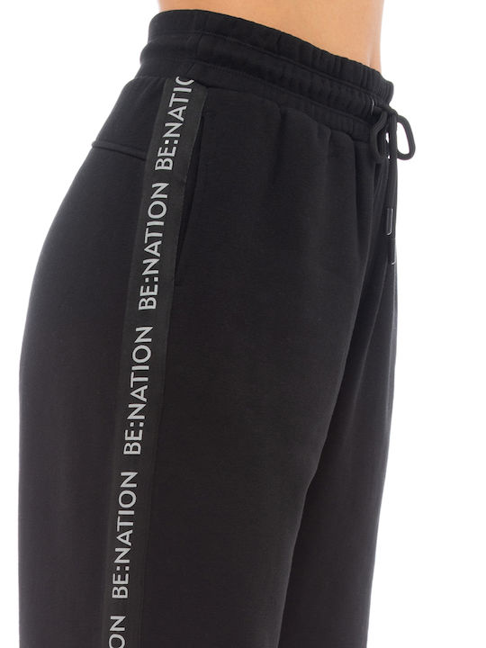 Hohe Taille Jogginghose Schwarz
