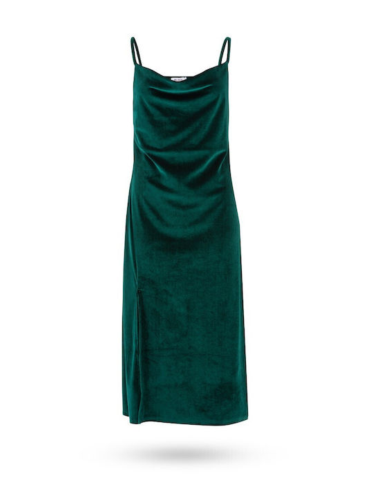 Mezzo Mezzo Mini Βραδινό Φόρεμα Βελούδινο Πράσινο