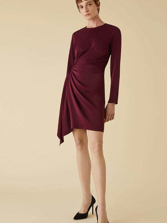 Emme Midi Rochie Drapat Burgundy