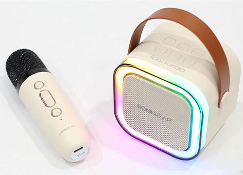 Sonic Gear Ηχείο Karaoke με Ασύρματο Μικρόφωνο και Εφέ Φωτισμού IOX K200 IOXK200W Λευκό