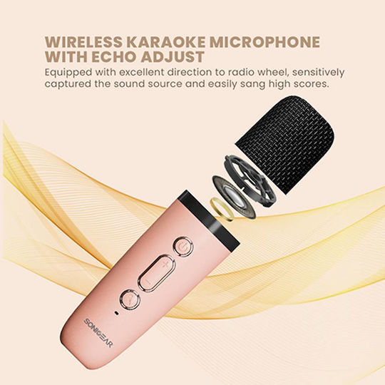 Sonic Gear Boxă Karaoke cu Microfon Fără Fir și Efecte de Iluminare IOX K200 IOXK200P Roz