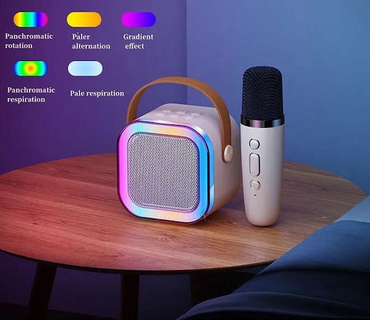 Boxă Karaoke cu Microfoane Fără Fir și Efecte de Iluminare K12 810279_W Alb