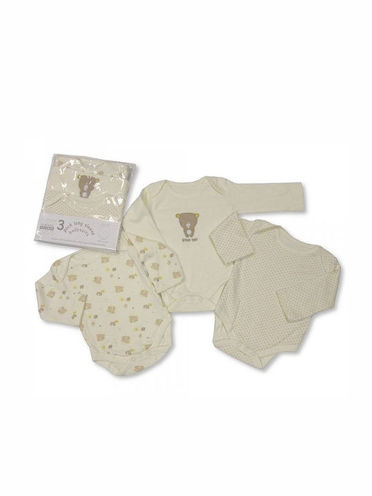 3 pcs long sleeve shorts BW-602 beige by nursery time