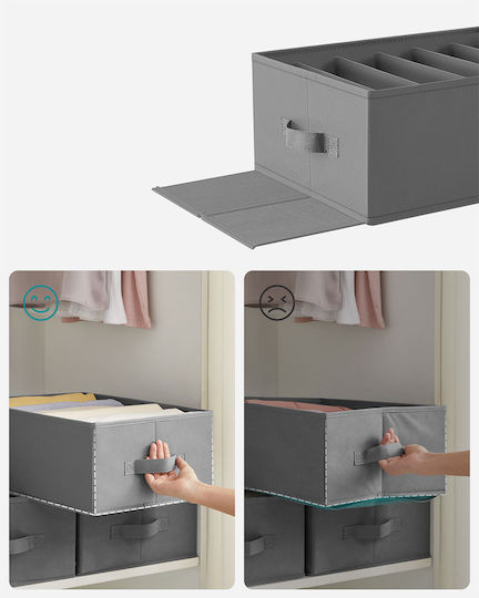 Songmics Υφασμάτινο Organizer Συρταριών για Εσώρουχα / Πουκάμισο / Ρούχα σε Γκρι Χρώμα 42x30x17cm 2τμχ