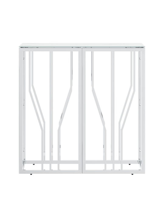Console Table Metal with Glass Surface Silver L70xW30xH70cm