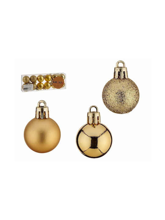 Krist+ Weihnachtsbaum-Anhänger Satz Gold 3cm Set von 12Stück