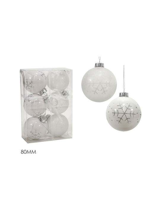 ArteLibre Christmas Ball Ornament White 8cm 6pcs