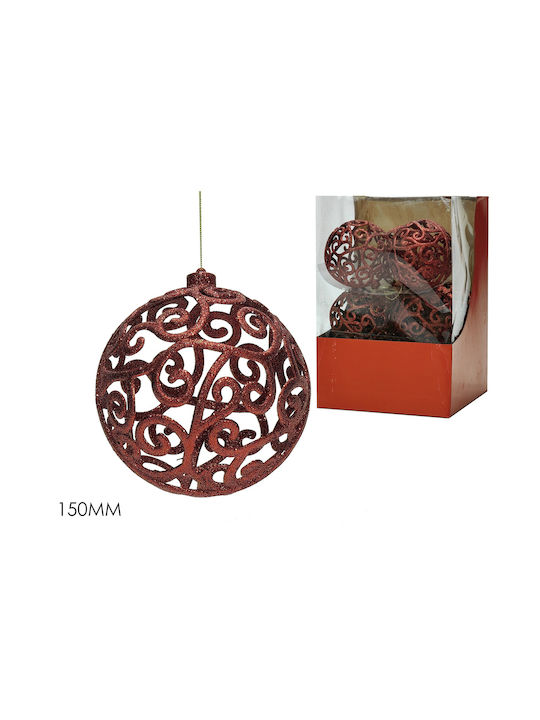 ArteLibre Weihnachtshänger Kugel Ornament Plastik Rot mit Goldstaub 15cm