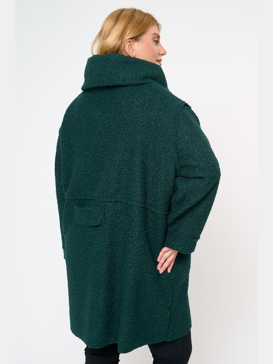 Gelockt Frauen Πράσινο Jacke mit Kapuze