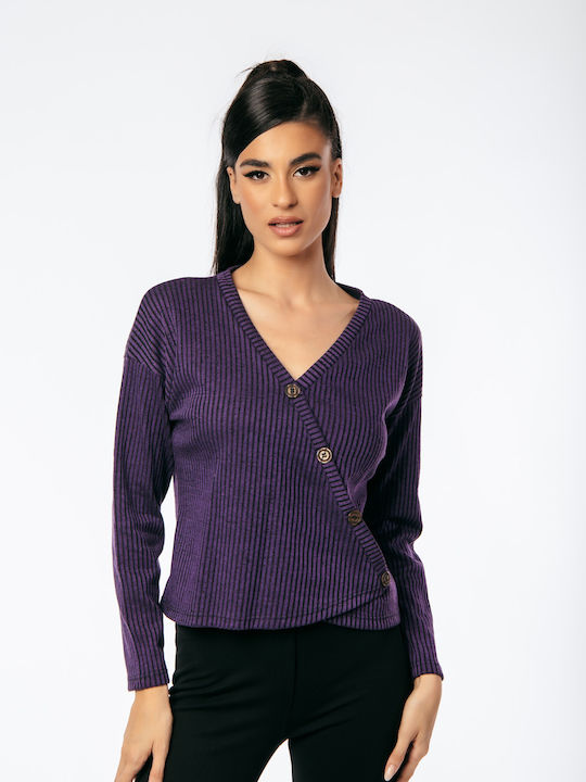 Boutique Damen Bluse Langärmelig Purple