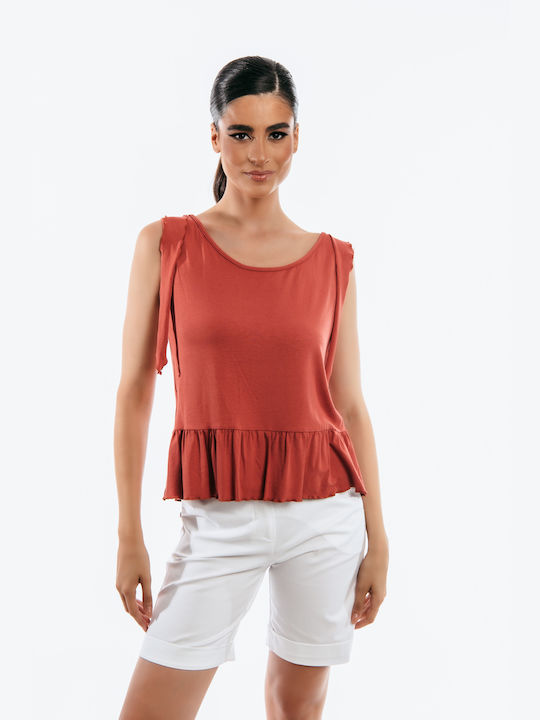 Boutique Damen Sommer Bluse Ärmellos Cinnamon