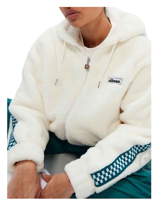 Jachetă Fleece de Damă cu Fermoar Off White