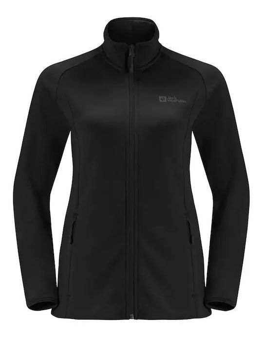 Fleece Γυναικεία Ζακέτα σε Μαύρο Χρώμα