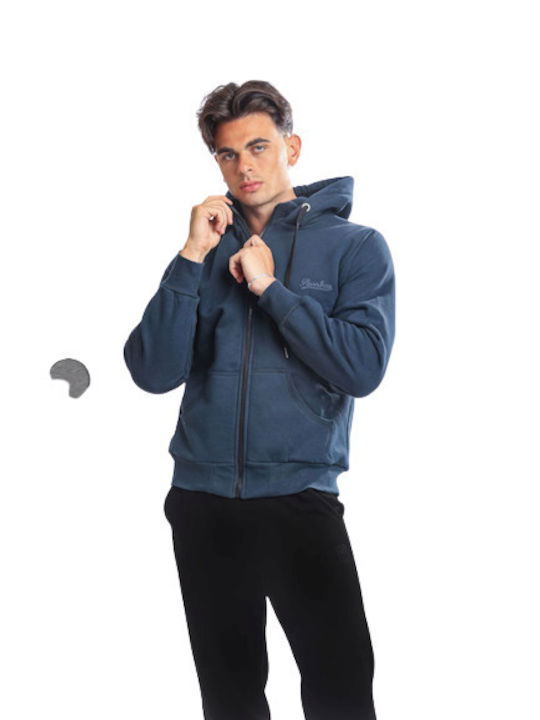 Paco & Co Men's Sweatshirt Jacket with Hood and Pockets Blue