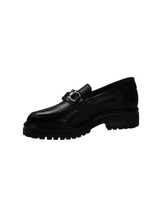 Parrotto Leather Women's Moccasins in Black Color