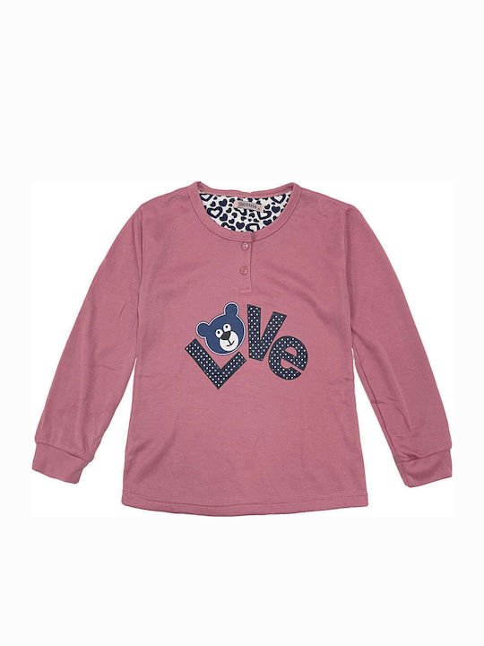 Ustyle Kinder Schlafanzug Winterlich Baumwoll Pink Love