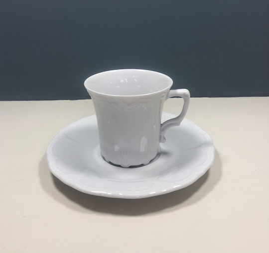 Cryspo Trio Set of Cups Coffee Porcelain White 110ml 6pcs