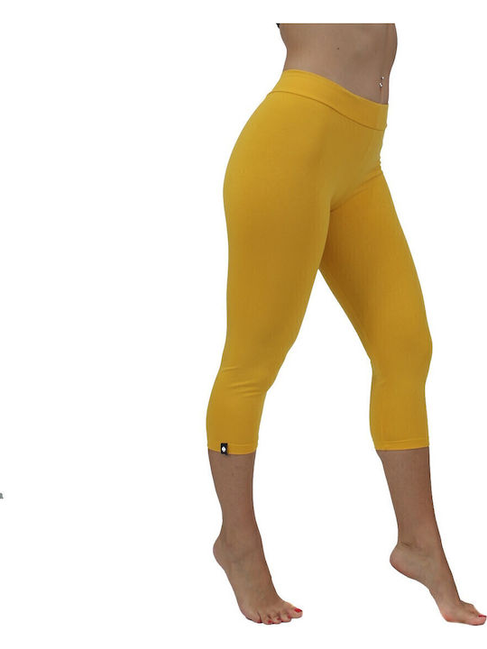 Women's Capri Training Legging Push Up Yellow