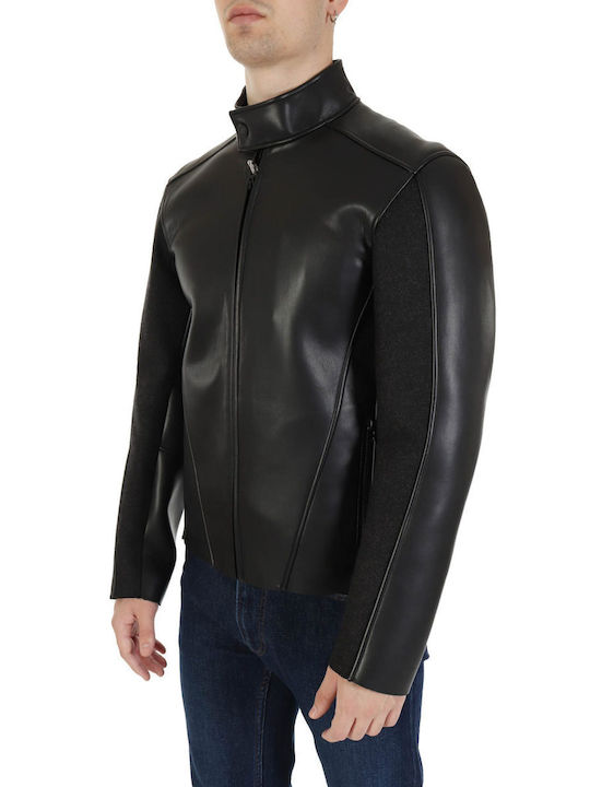 Trussardi Men's Winter Leather Jacket BLACK