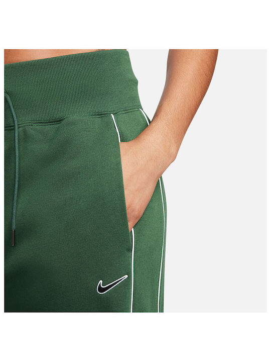 Sportswear Talie înaltă Pantaloni de trening pentru femei Wide Verde Fleece