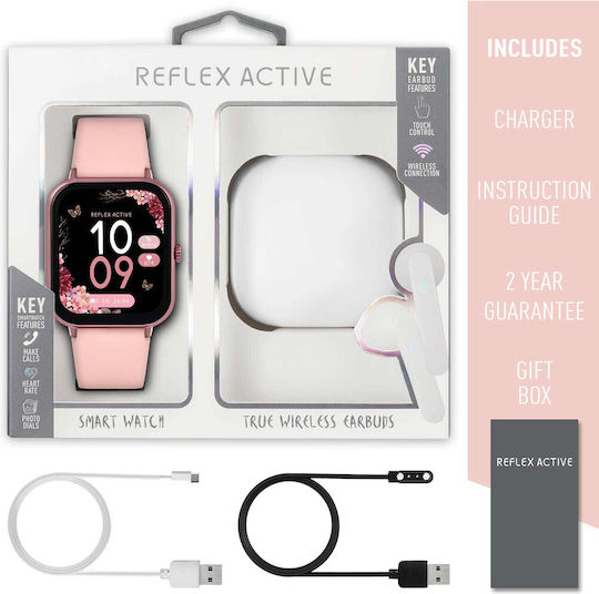 Reflex Active Series 17 with TWS Earbuds Smartwatch mit Pulsmesser (Rosa)