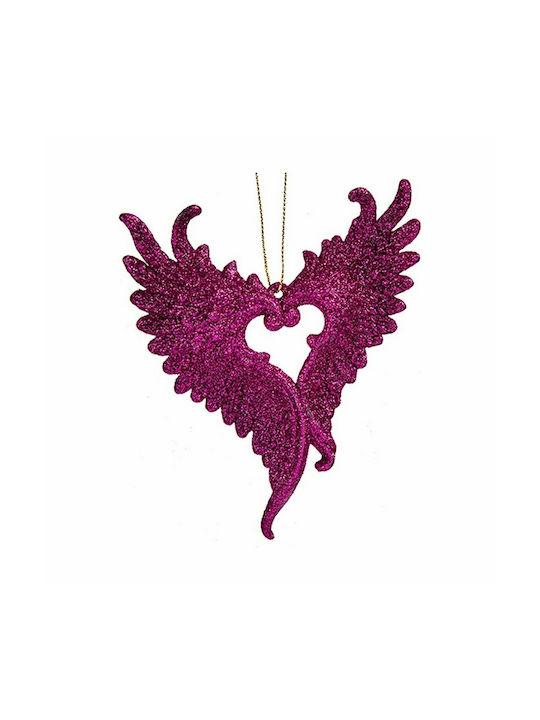 Hanging Feather Plastic with Glitter 13x12cm Set 24pcs