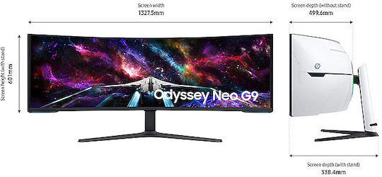 Samsung Odyssey Neo G9 G95NC UltraWide VA HDR Gebogener Spiele-Monitor 57 Zoll 7680x2160 240Hz mit Reaktionszeit 1ms GTG
