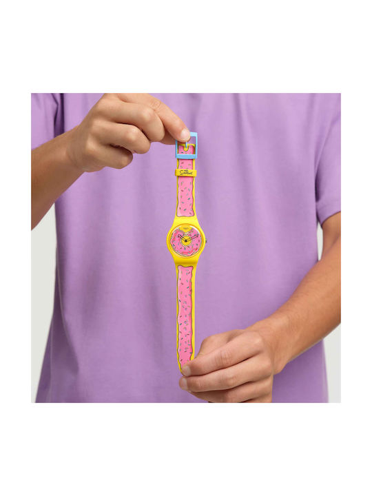 Swatch Collection Watch with Pink Rubber Strap