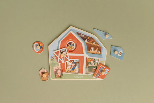 Ξύλινο Παιδικό Puzzle Σφηνώματα Little Farm για 1+ Ετών 6pcs Little Dutch