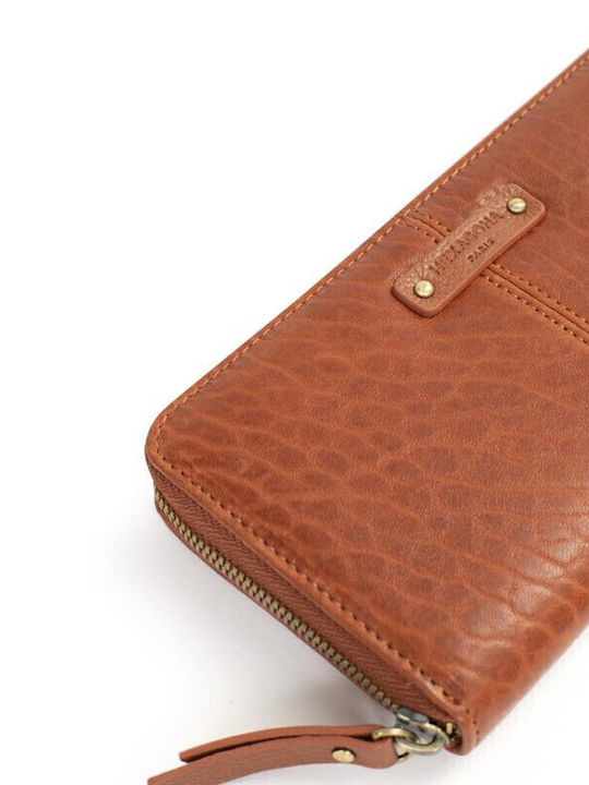 Large Leather Women's Wallet Classic Tabac Brown