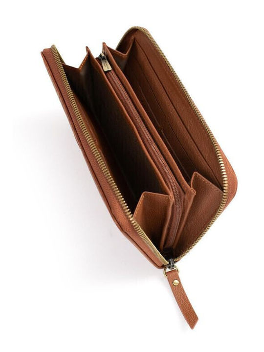 Large Leather Women's Wallet Classic Tabac Brown