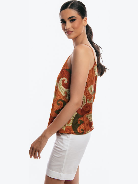 Damen Bluse mit Trägern orange