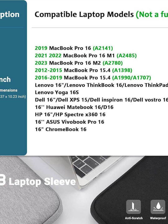 ZYB Laptop Case 16" Black 1000-42210086 ZYB Laptop Case 16" Black 1000-42210086