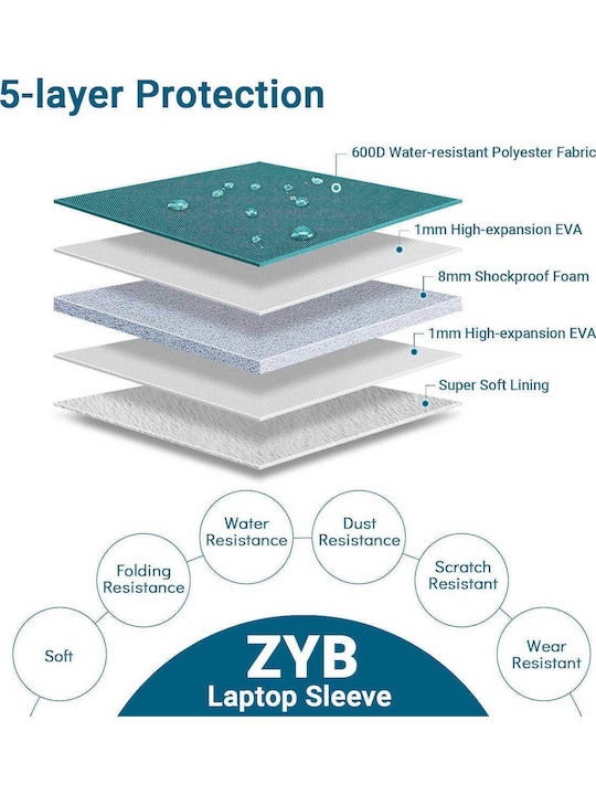 ZYB Αδιάβροχη Θήκη για Laptop 16" σε Γκρι χρώμα 1000-42210090