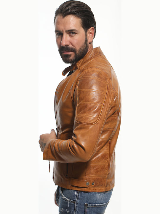 Δερμάτινο Μπουφάν Biker Καφέ